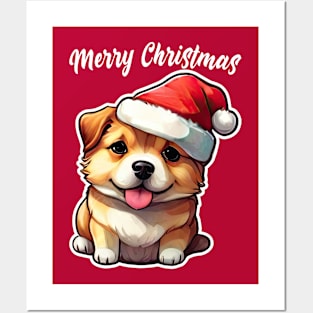 Christmas Puppy, Cute Christmas Dog, Santa Dog, Funny Posters and Art